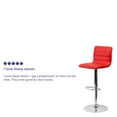thumbnail image 3 of Flash Furniture Vincent Modern Red Vinyl Adjustable Bar Stool with Back, Swivel Stool with Chrome Pedestal Base and Footrest, 3 of 9