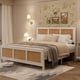 thumbnail image 3 of Blanca rattan marco de cama con cabecero: strong metal slats support, no necesita colchón base, noise - free design, 3 of 10