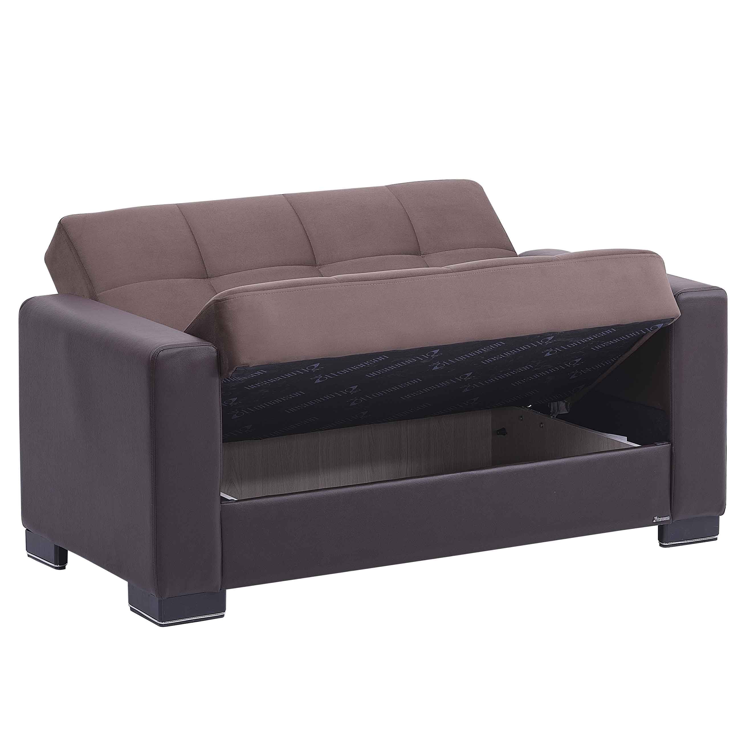 Ottomanson Origins Sleeper Loveseat, Brown Microfiber