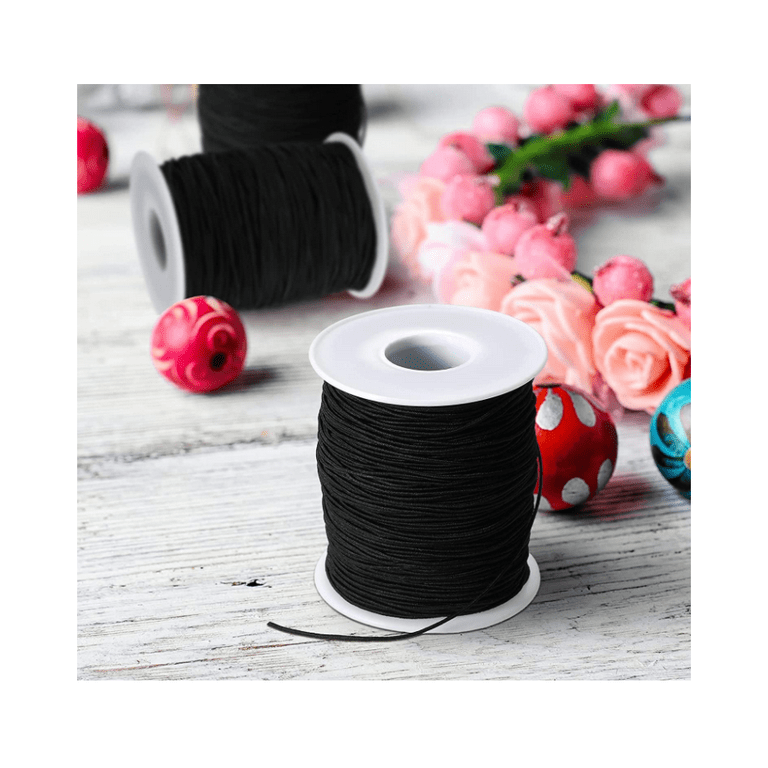 Topboutique 1mm Elastic Cord Stretchy String for Bracelets, Necklaces,  Jewelry Making, Beading, Masks; 109 Yards Black 