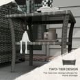 thumbnail image 4 of Outsunny 2-Tier Design Patio Wicker Coffee Table, Aluminum, Glass Top Side Table, Mixed Gray, 4 of 9