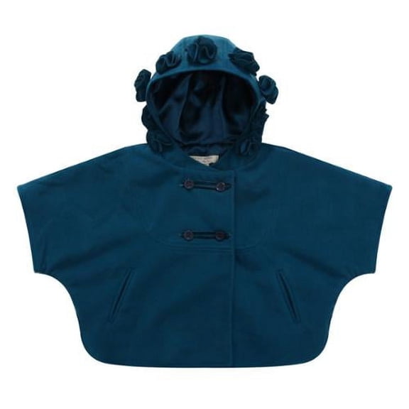 Richie House Little Girls Blue Rosette Accent Hood Coat 6