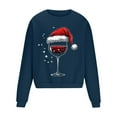 thumbnail image 4 of UVEASISHA Christmas Sweatshirts for Men Fashion Wine Glass Print Crewneck Pullover Xmas Funny Tops Fall Winter Fleece Oversized Sweatshirt Navy XL, 4 of 5
