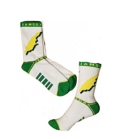 JamSox Maps White Crew Sports Sock