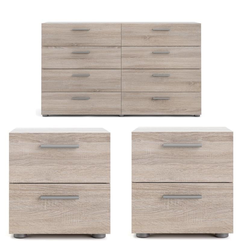 2 Drawer Nightstand In Truffle, 2 Piece Dresser Set White