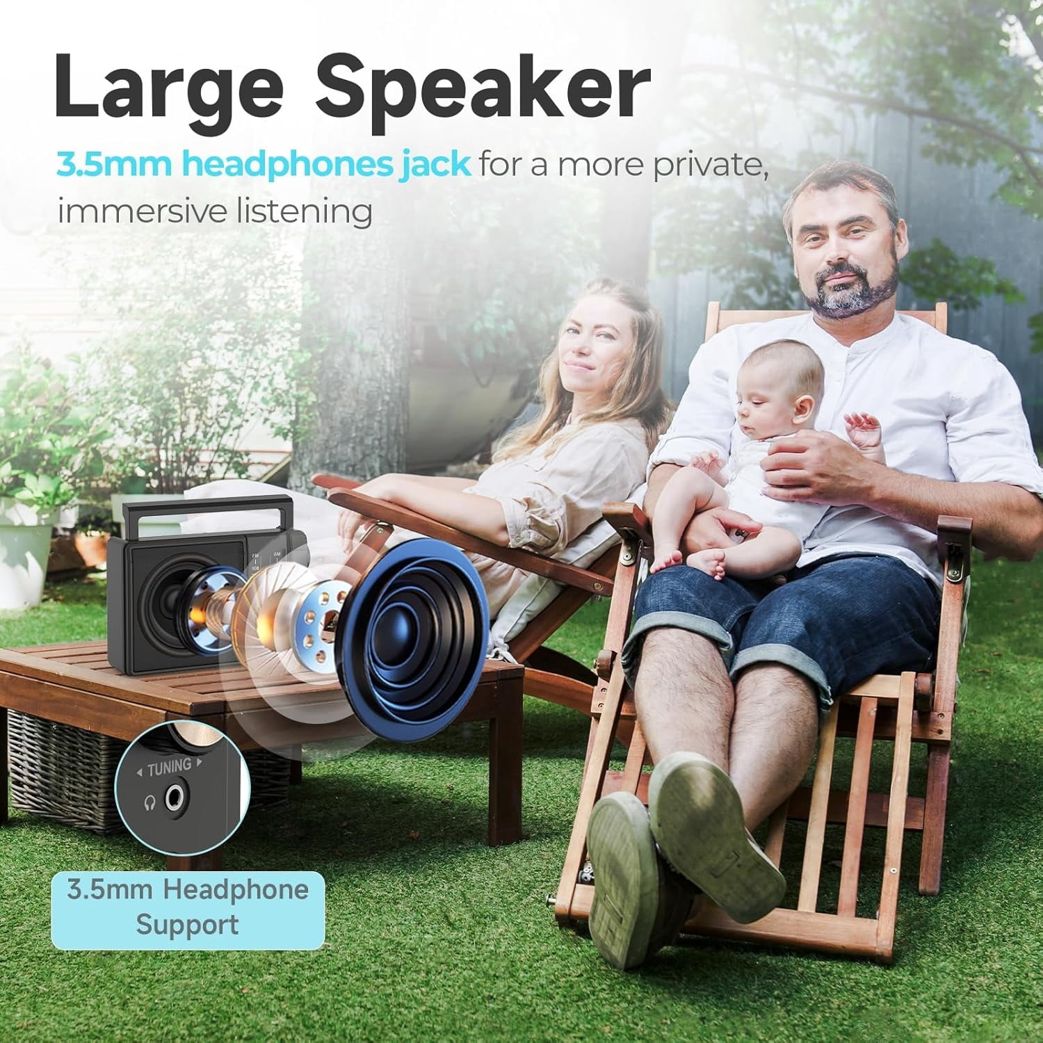 Portable AM FM SW Radio, Transistor Radio with Plug in Wall or AA Battery Operated, Emergency Radio for Home/Outdoor,Large Speaker Excellent Sound,Large Tuning Knobs for Easy to Use,Gifts for Seniors