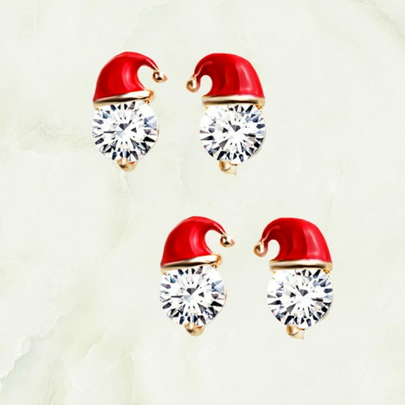 HINTRMENT 2Pairs Dangle Earrings Golden Alloy Christmas Theme Women Ear Accessories