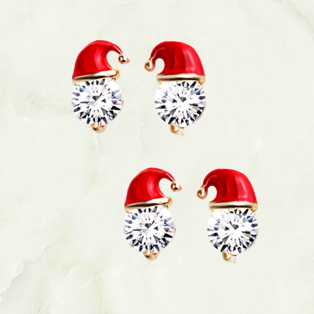 OFFIGAM Multi-Color Christmas Earrings Set, 2 Pairs Holiday Alloy Jewelry, Festive Casual Xmas Accessories for Women