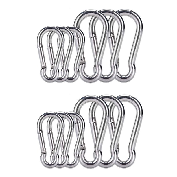 Mosquetón Gancho de Resorte de Acero Inoxidable de 12 Piezas, Mosquetón Pequeño, Clips de Acero Inoxidable para Escalar (M6 Y M8)
