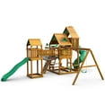 Gorilla Playsets Treasure Trove I Wooden Swing Set with 2 Slides, Rock
