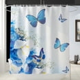 thumbnail image 2 of 4PCS Bathroom Rugs Set Shower Curtain Bath Mat Toilet Lid Cover,Rose flower butterfly printing, 2 of 7