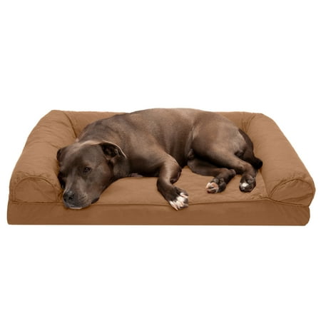 UPC: 0842229124903 | FurHaven Pet Products Quilted Full Support Sofa-Style Pet Bed for Dogs & Cats – Toasted Brown Large