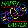 thumbnail image 1 of Happy Easter With Egg 1 LED Neon Sign 24 x 24 - inches, Clear Edge Cut Acrylic Backing, with Dimmer - Bright and Premium built indoor LED Neon Sign for special occasion decor., 1 of 7