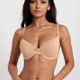thumbnail image 2 of VBEWZET Soft Nylon Cup Bra for Women Classic Bow‑Decor Lift‑Up Anti‑Sag Daily Casual Undergarment Beige 85B, 2 of 6
