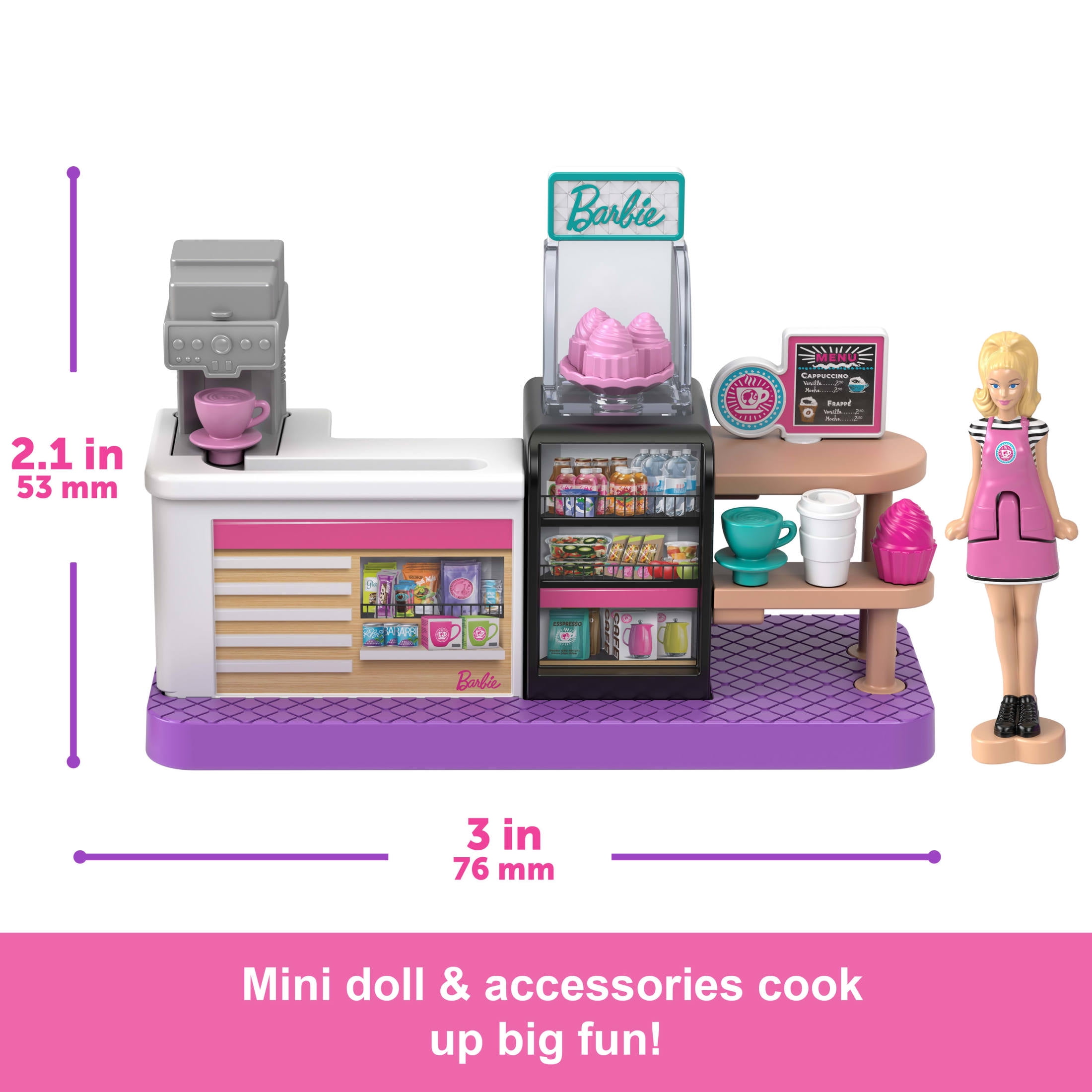 Barbie Mini BarbieLand Collectible Bakery Playset with 1.5-inch Barbie Doll, Interactive Play Areas for Storytelling Fun