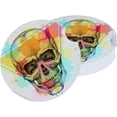 thumbnail image 3 of Car Coasters for Cup Holder Absorbent, Car Ceramic Coasters with Finger Notch, Auto Accessories for Men Women Artistic Watercolor Skull 2 Pack, 3 of 6