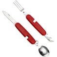thumbnail image 3 of 4 in 1 Multifunctional Outdoor Tableware Stainless Steel Foldable Fork Spoon Knife Picnic Camping Hiking Travelling Dinnerware Silver, 3 of 5
