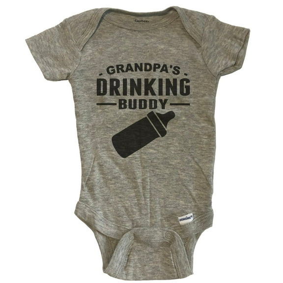 Grandpa's Drinking Buddy Cute Baby Bodysuit - Funny Baby Bodysuit for Grandchild - Grey