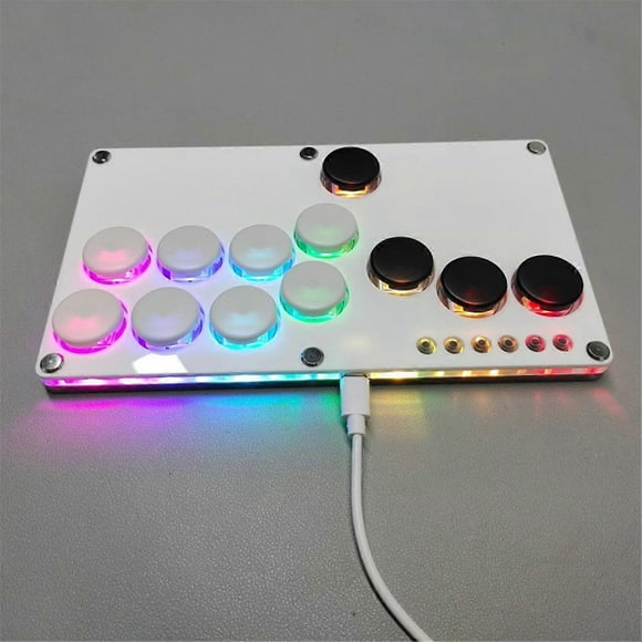 Flatbox Arcade Fighting Game Encoder Controller Xinput/Dinput Mini Console // White+Black Key