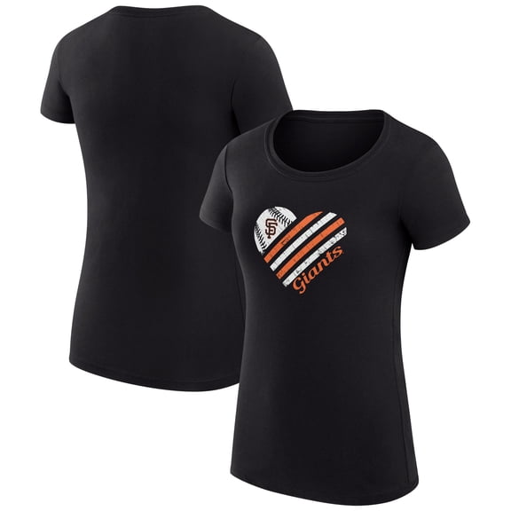 Women's G-III 4Her by Carl Banks Black San Francisco Giants Super-Slim Fit Lightweight Heart Graphic T-Shirt