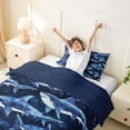 thumbnail image 3 of jejeloiu Watercolor Shark Print Twin Duvet Cover,Ocean Pattern Twin Bedding For Boys,Blue Navy,Navy Blue Reversible,2pcs,1 Duvet Cover and 1 Pillowcase, 3 of 6
