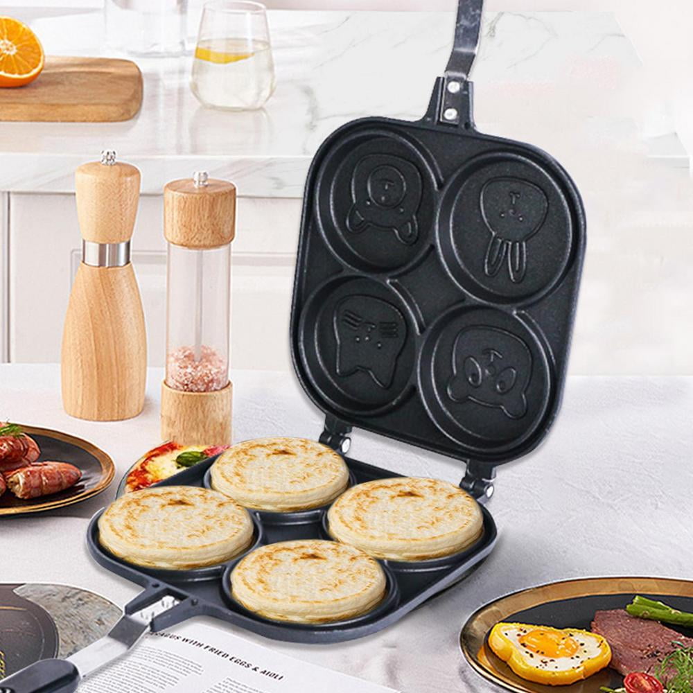 Pancake Pan Maker - Double Sided Nonstick Maker with 4 Small Decorative  Mould Designs for Perfect Eggs, French Toast, Omelette, Flip Jack, and  Crepes