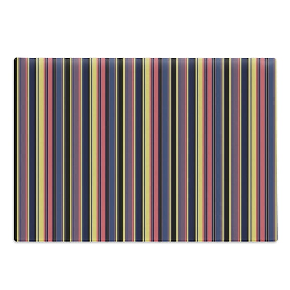 Modern Cutting Board, Colorful Geometric Stripes Lines Vintage Retro Style Design Art Print, Decorative Tempered Glass Cutting and Serving Board, Large Size, Multicolor, by Ambesonne