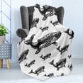 thumbnail image 4 of Whale Soft Flannel Fleece Throw Blanket, Hand Drawn Striped Blur Swimming Schoal of Huge Whales Work of Art, Cozy Plush for Indoor and Outdoor Use, 50" x 60", Black and White, by Ambesonne, 4 of 5