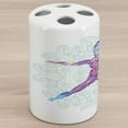 thumbnail image 1 of Colorful Ceramic Toothbrush Holder, Girl on Yoga Warrior Pose with Lotus Flower Petal Lines and Shapes Boho Art Print, Versatile Countertop for Bathroom, 4.5" X 2.7", Purple Blue, by Ambesonne, 1 of 4