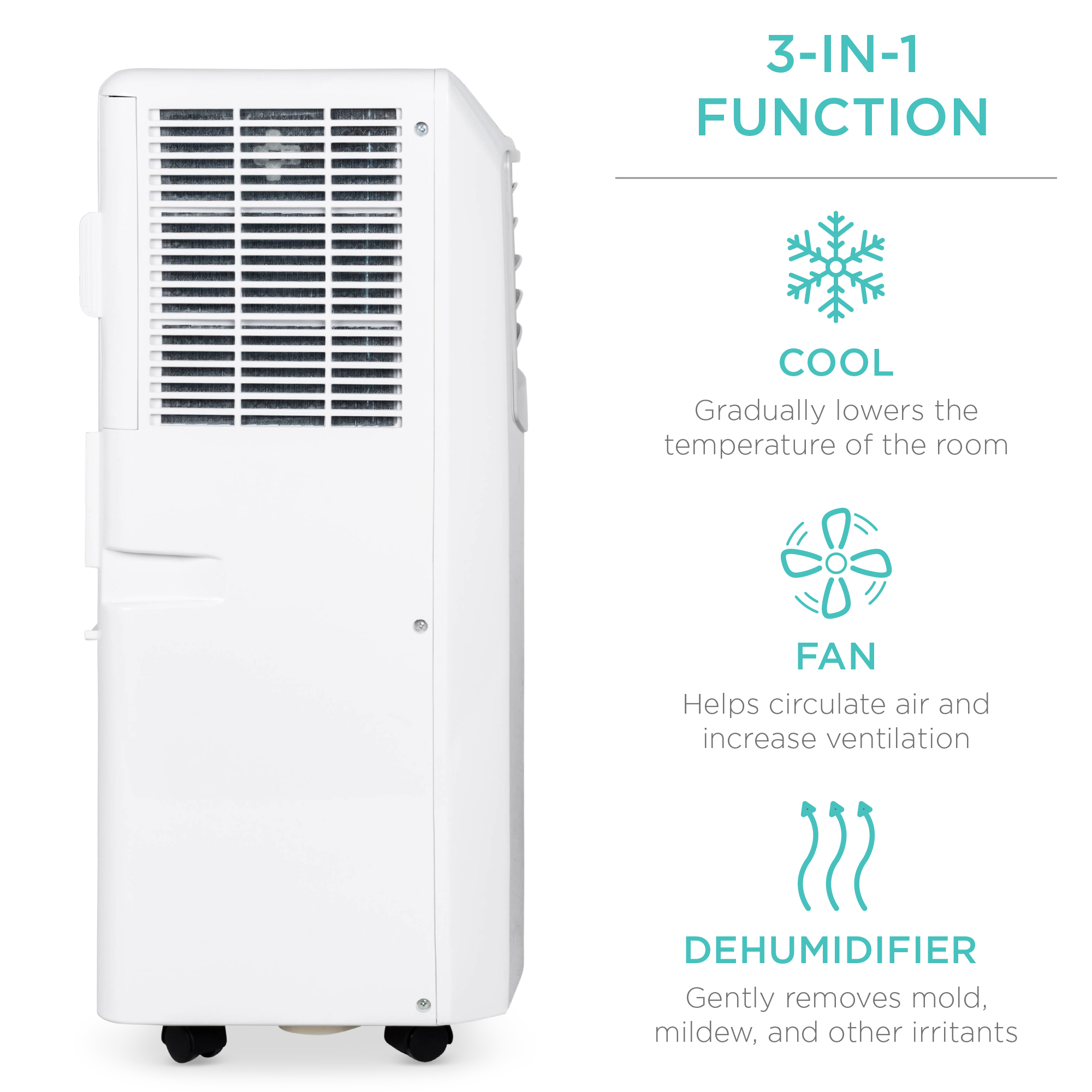 Best Choice Products 10,000 BTU 3-in-1 Air Conditioner Cooling Fan Dehumidifier w/ Remote Control, 200 SqFt Capacity - image 3 of 7