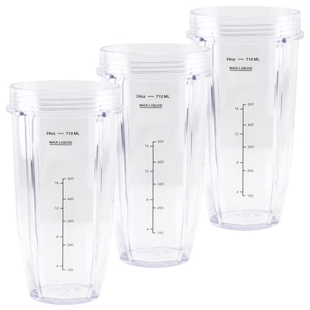 3 Pack 24 oz Cup Replacement Part 483KKU486 Compatible with Nutri Ninja Auto-iQ BL480 BL640 CT680 Blenders