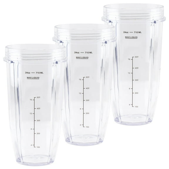 3 Pack 24 oz Cup Replacement Part 483KKU486 Compatible with Nutri Ninja Auto-iQ BL480 BL640 CT680 Blenders