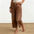 thumbnail image 5 of ClodeEU Women's High Waist Cropped Wide Leg Jeans ,Casual Button Fly Denim Capri Pants with Pockets ,Women's Plus L, 5 of 6