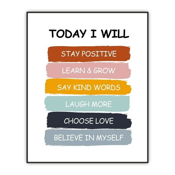 Today I Will - Positive Quote Art Print - Kids Room Décor - Kids Affirmation Art - Nursery Décor - Kids Wall Art – Encouragement Artwork Poster UNFRAMED (8"x10")