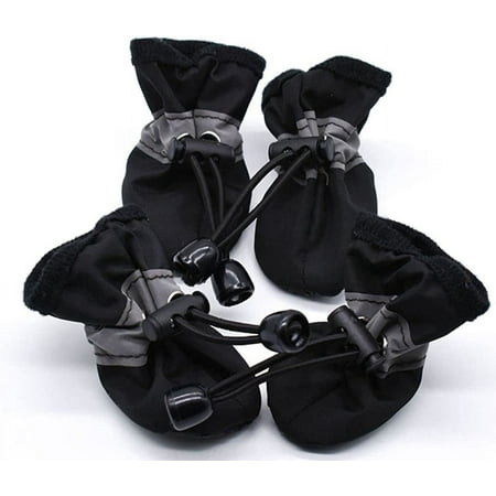 Antiskid 4pcs/1 Set Waterproof Furniture Protection Soft Care of Paw Dog Supplies Dog Boots Paw Protector Pet Shoes(1 Black)