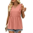 thumbnail image 5 of Moxiu Tank Tops Women 2023,V Neck Tank Tops for Women Long Tunic Blouses Flowy Solid Color Casual Sleeveless Shirts Loose Fit Summer, 5 of 9