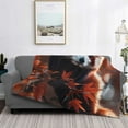 thumbnail image 2 of Yiaed Red Panda Autumn Branches Print Blanket Throw Blanket Soft Cozy Flannel Blanket for Home Bed Sofa Couch Chair-60"x50", 2 of 6