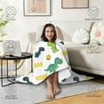 thumbnail image 4 of Wearable Blanket,White Cartoon Dinosaurs Pumpkins Pattern Hooded Wearable Flannel Blanket for Adults & Teens,Winter Poncho Shawl Wrap Cape Cozy Anti-Pill,50"x60", 4 of 5