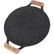 Highcool Korean Grill Pan, 30/33/36/38cm Cast n Flat BBQ Grill Pan Round Non-St BBQ Griddle Comales Para Tortillas for Induction Gas Stove Electr Cooktop (33cm)