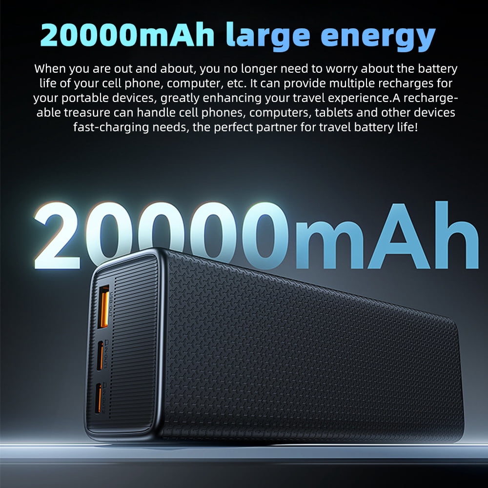 100W 20000mAh Fast Charging Portable Power Bank, High Quality Battery for Laptops, Phones and Gaming Devices, Black