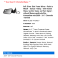thumbnail image 2 of Left Driver Side Power Mirror - Paint to Match - Manual Folding - with Heated Glass, Spotter Glass, and Turn Signal - without Memory and Auto Dim - Compatible with 2009 - 2017 Chevy Traverse 2016, 2 of 2