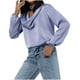 thumbnail image 4 of Sudadera con capucha larga,Camisa de cuello drapeado para mujer, holgada, de manga larga y escote en V, de tejido suave y transpirable, ideal para uso diario y en casa, sopatenor, 4 of 6