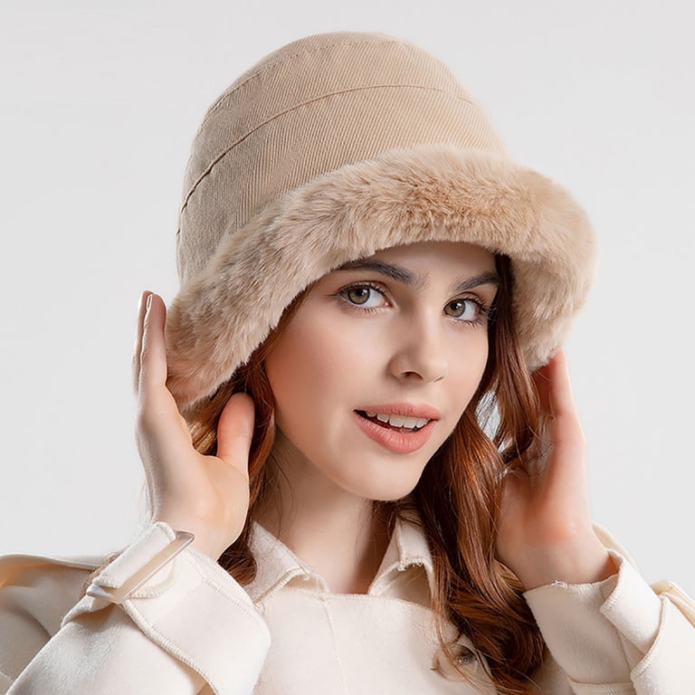 Women Winter Faux Furry Bucket Hat Fluffy Fuzzy Plush  display picture 1
