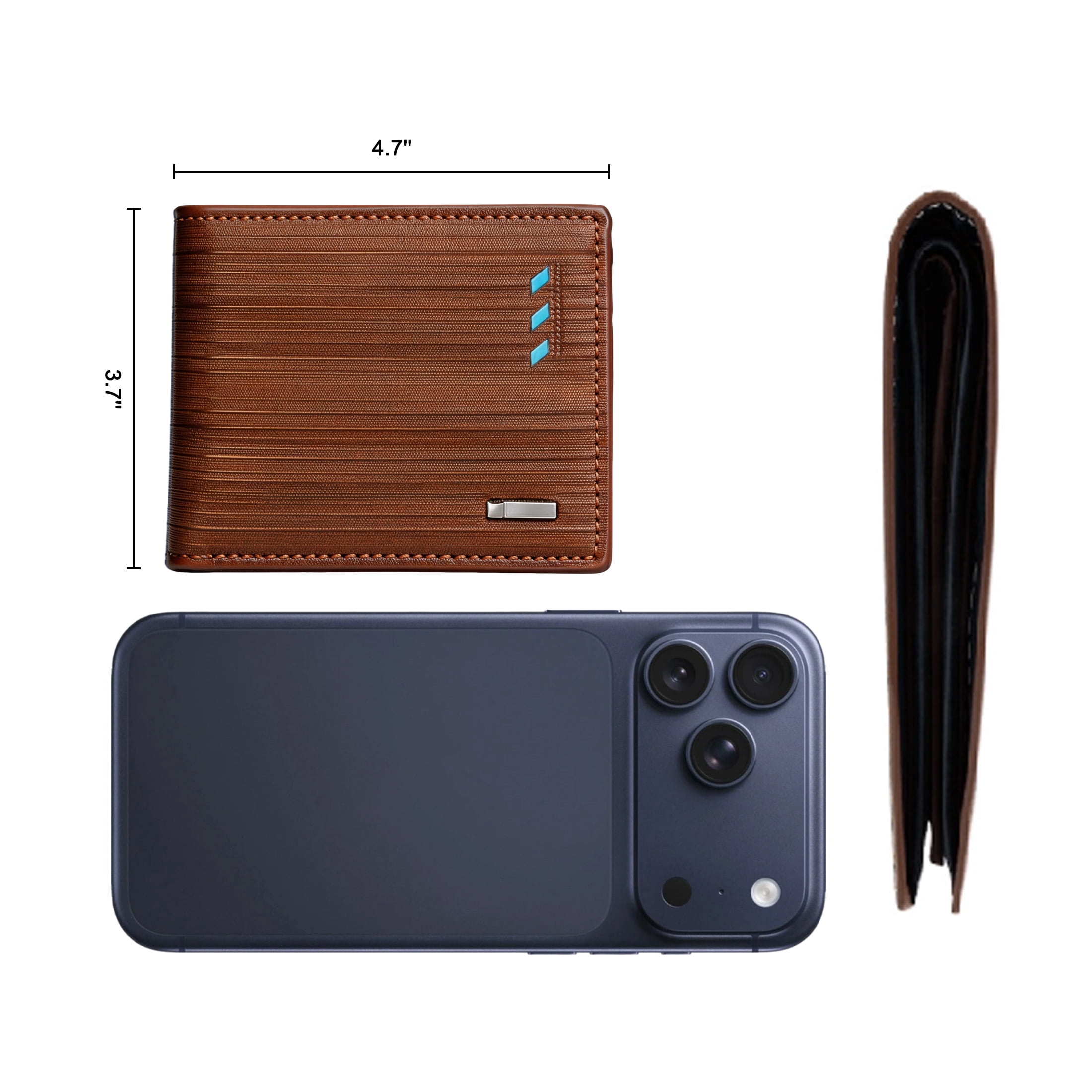 cisilov Wallets for Men, Slim PU Leather Bifold Wallet with ID Window & Zipper Coin Pocket