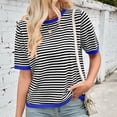 thumbnail image 2 of Trendfront Womens Crew Neck Short Sleeve T Shirts Horizontal Striped Tee Soft Lightweight Breathable Classic Stylish Tops, 2 of 7