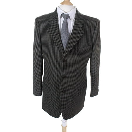 Pre-owned|Giorgio Armani Le Collezioni Mens Tweed Collared Three Button Blazer Black 40