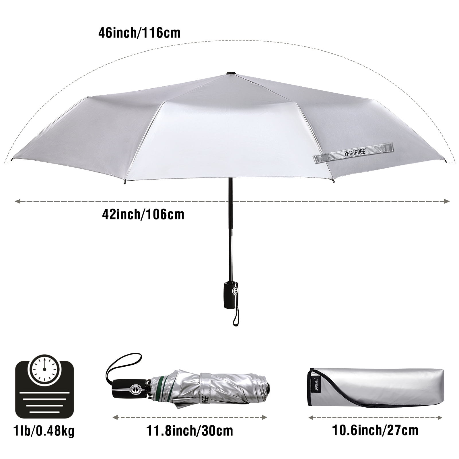 G4Free UPF 50+ UV Protection Large Travel Umbrella 42/46 Inch Auto Open Close Windproof Sun Blocking Umbrella