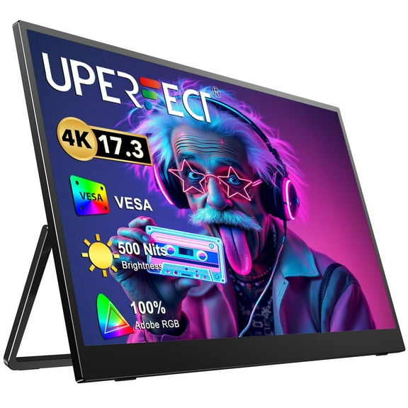 UPERFECT Portable Monitor 17.3 Inch 4K UHD 60HZ 100% Adobe Display, VESA Mountable