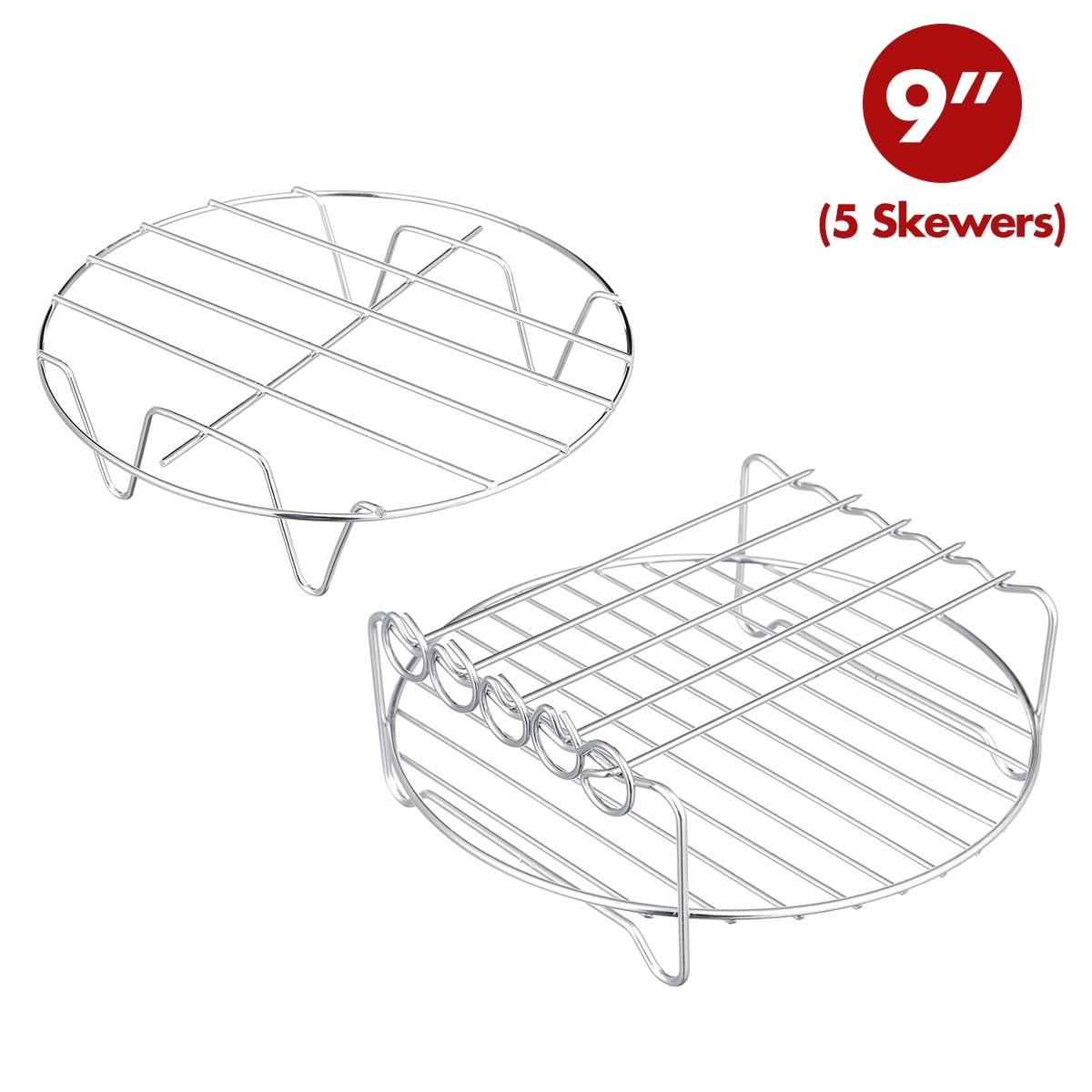 7/8/9inch Double Layer Rack with Skewers for Air Fryer Accessories