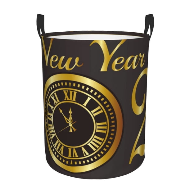 Balery 2025 New Year Cesta de ropa redonda con asas, impermeable, independiente, para ropa, juguetes, dormitorio y familia-Small